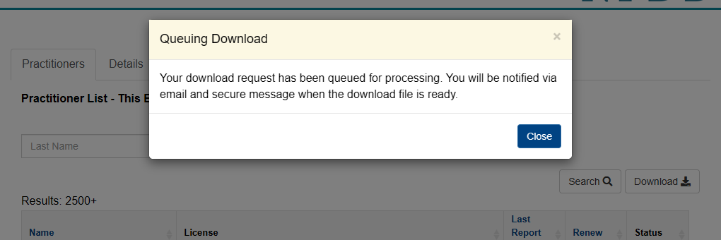 This is a screenshot of Queuing Download pop-up.