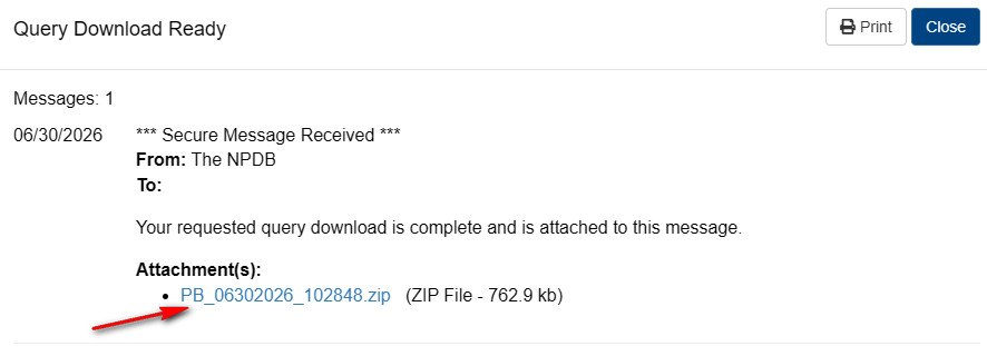 This is a screenshot of the Query Download ready popup.