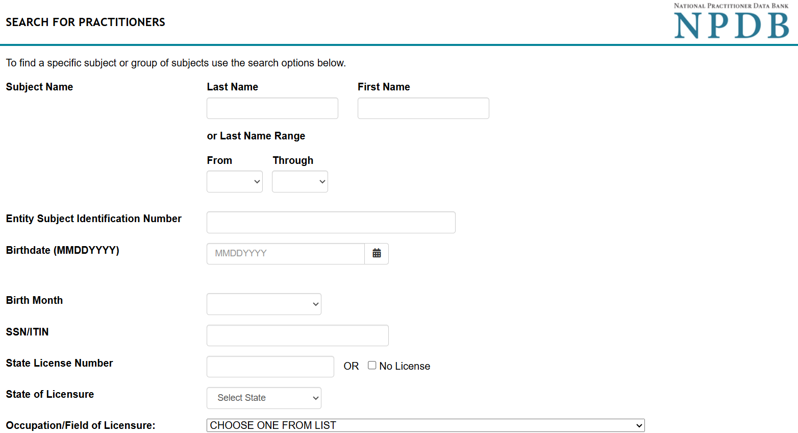 Search for Practitioners Page