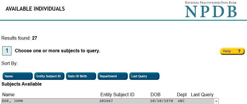 Screenshot of the Available Individuals Page